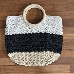 Talbots Straw Tote Bag Neutral Classy Vacation Beach